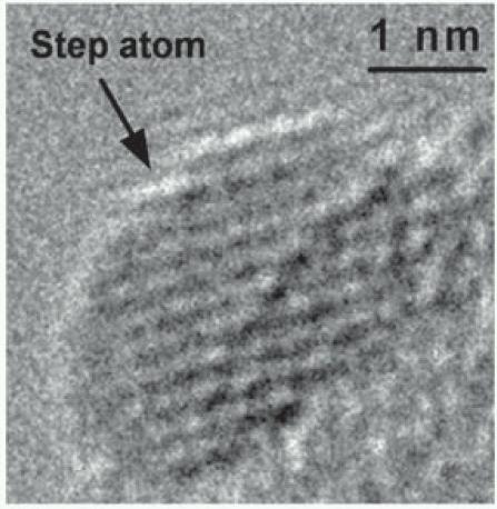 Shape of a Ru nanoparticle from TEM experiment and from computer simulation